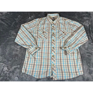 CAVI Men's Long Sleeve Casual Front Button Pocket Shirt Beige Blue Brown Size XL